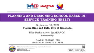 School Based Training Inset INSET PLANNING and DESIGNING of PD Programs | PPTX