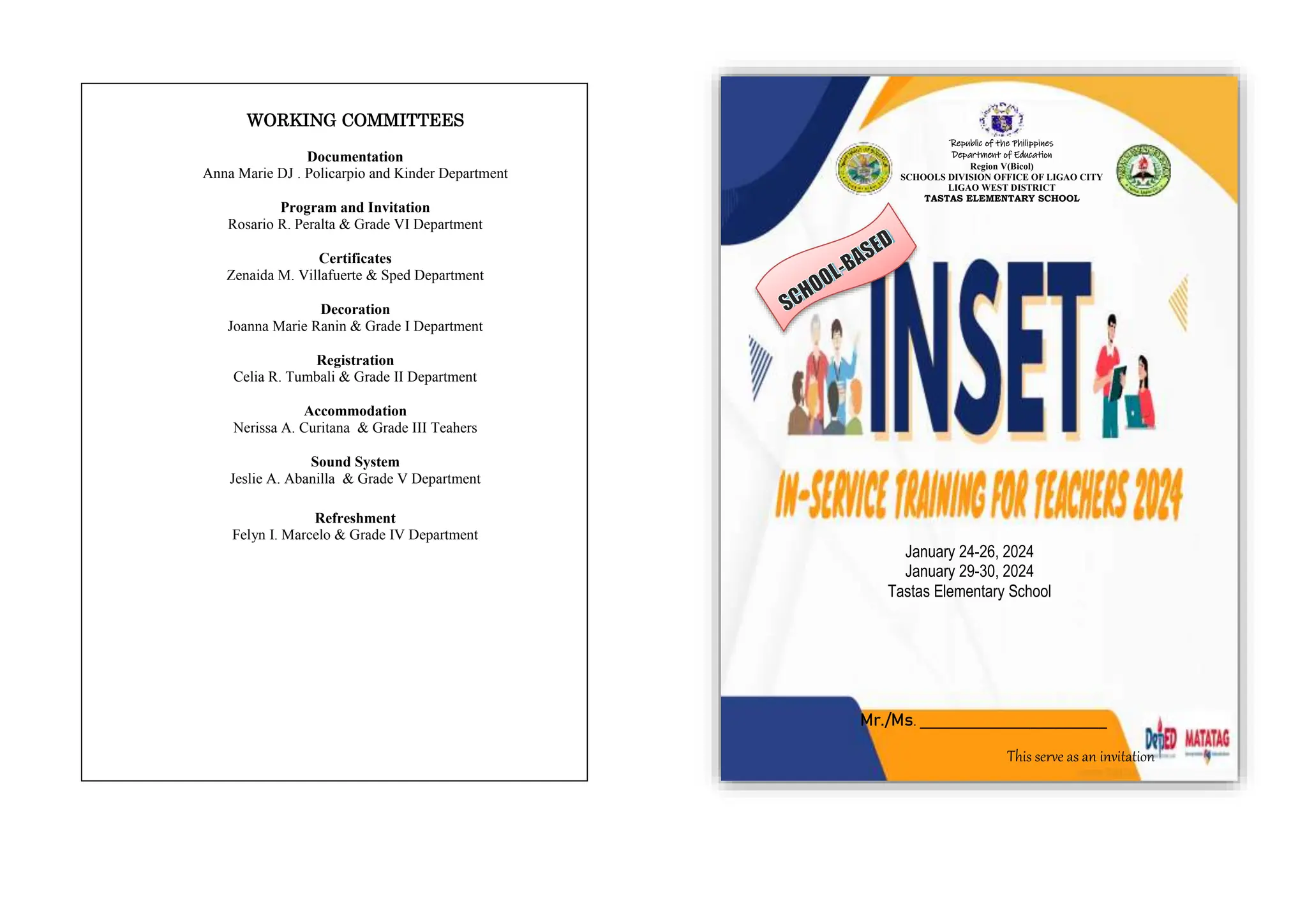 inset program sample school-based activity | DOCX
