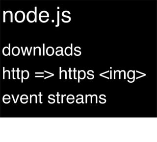 node.js
downloads
http => https <img>
event streams
 