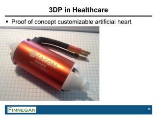 38
3DP in Healthcare
 Proof of concept customizable artificial heart
 