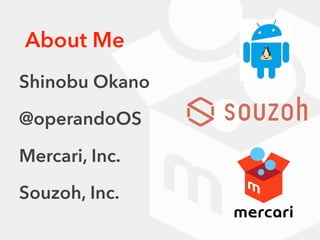 About Me
Shinobu Okano
@operandoOS
Mercari, Inc.
Souzoh, Inc.
 