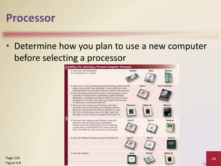 Processor
• Determine how you plan to use a new computer
before selecting a processor
Discovering Computers 2012: Chapter 4 14
Page 218
Figure 4-8
 