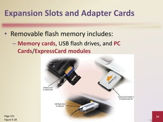 Expansion Slots and Adapter Cards
• Removable flash memory includes:
– Memory cards, USB flash drives, and PC
Cards/ExpressCard modules
Discovering Computers 2012: Chapter 4 34
Page 231
Figure 4-28
 