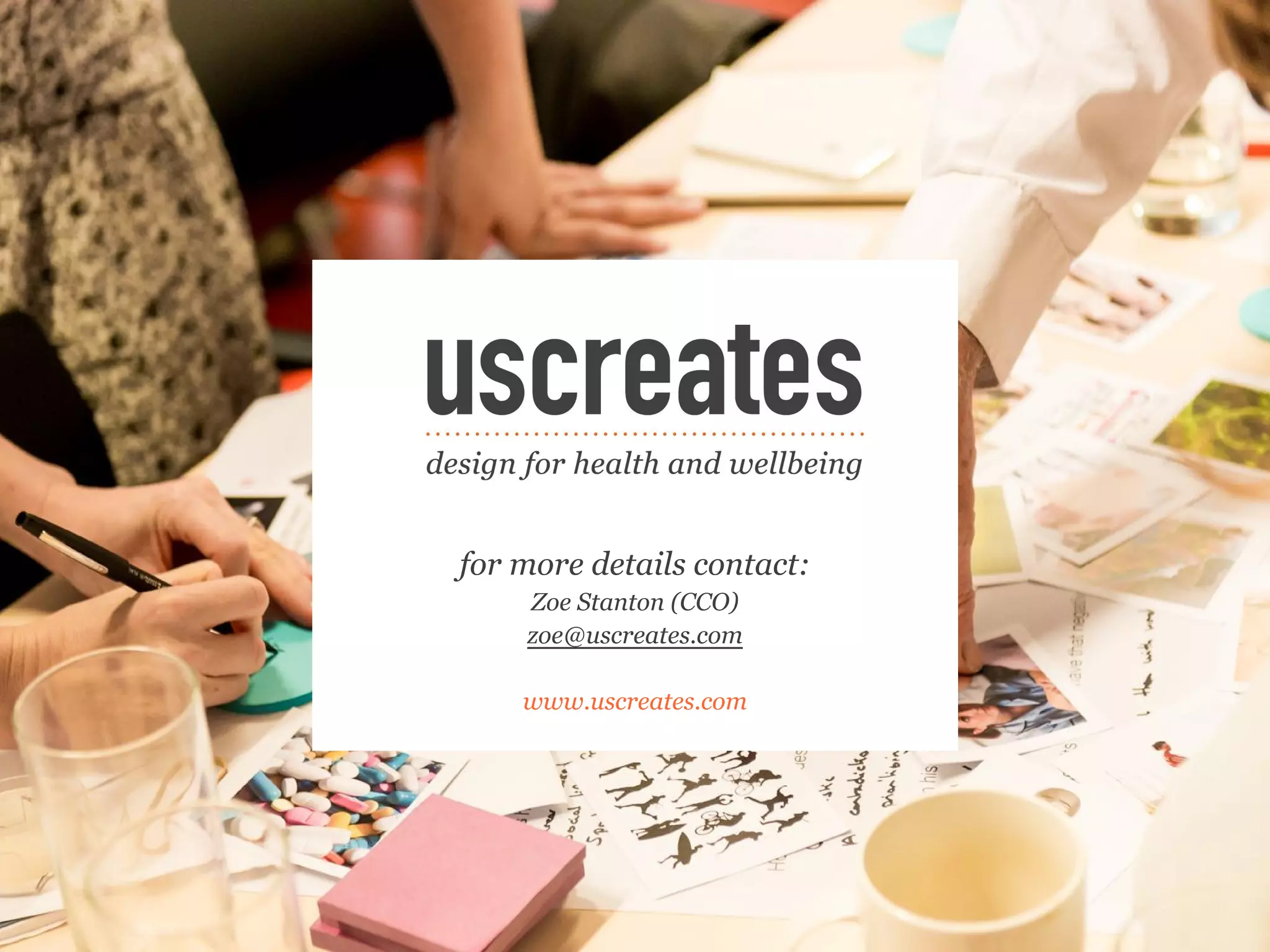 for more details contact:
Zoe Stanton (CCO)
zoe@uscreates.com
www.uscreates.com
 