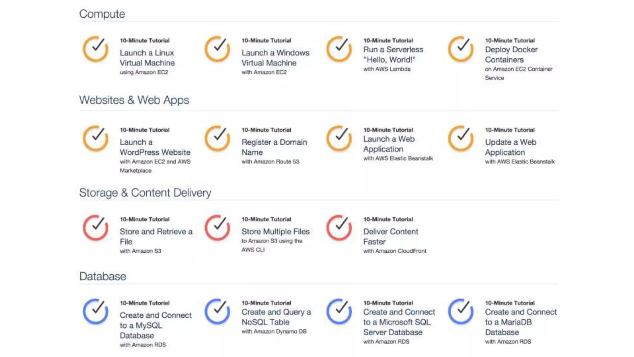 Free Tier, 10 min tutorials
 