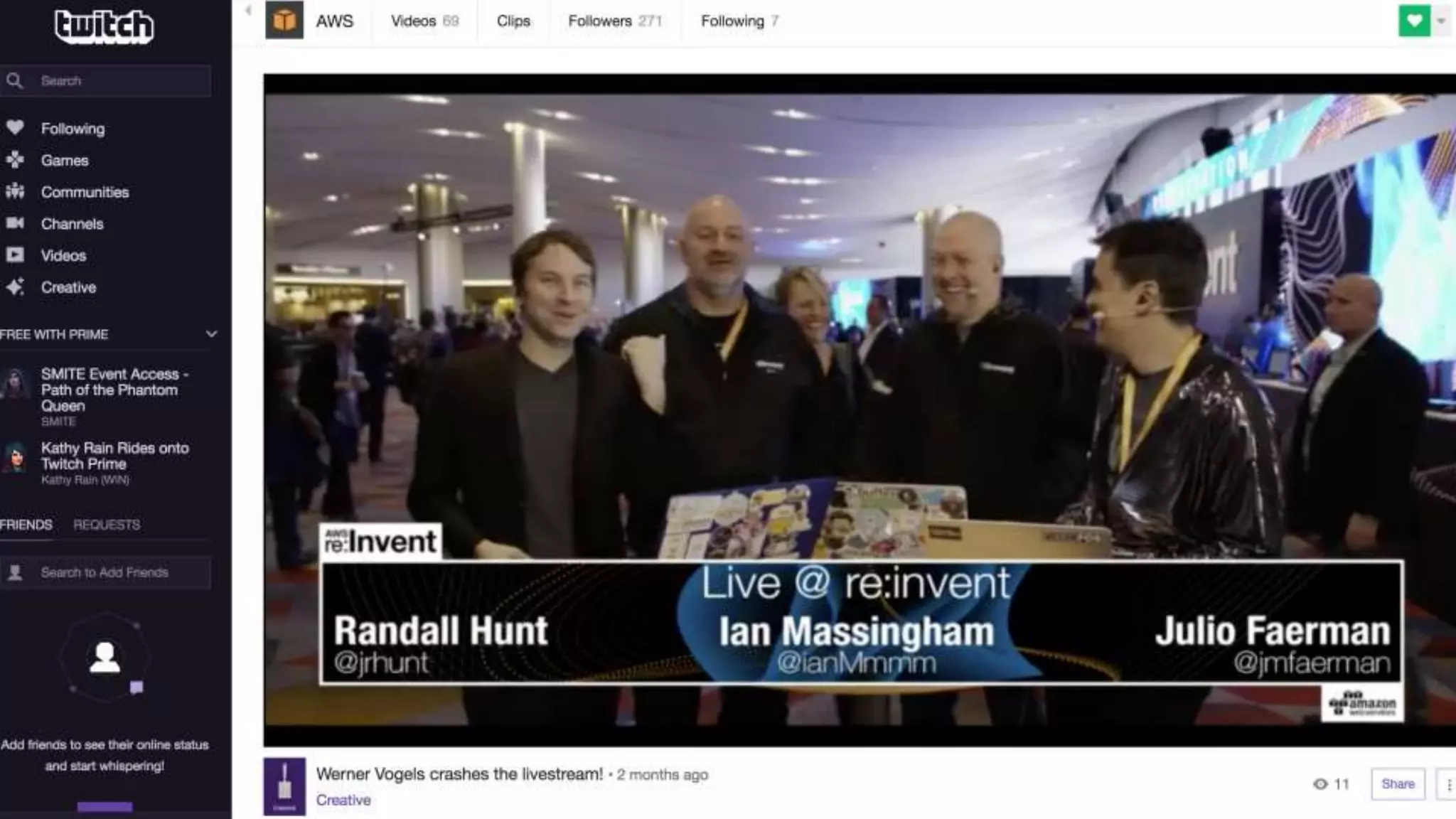Twitch from re:Invent screenshot
 