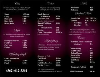 Makeup Charges Menu Our Menu | PDF