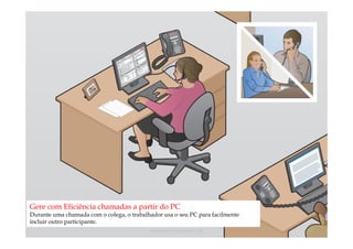 Gere com Eficiência chamadas a partir do PC
Durante uma chamada com o colega, o trabalhador usa o seu PC para facilmente
incluir outro participante.
                                           comercial@logicamix.pt              19
 
