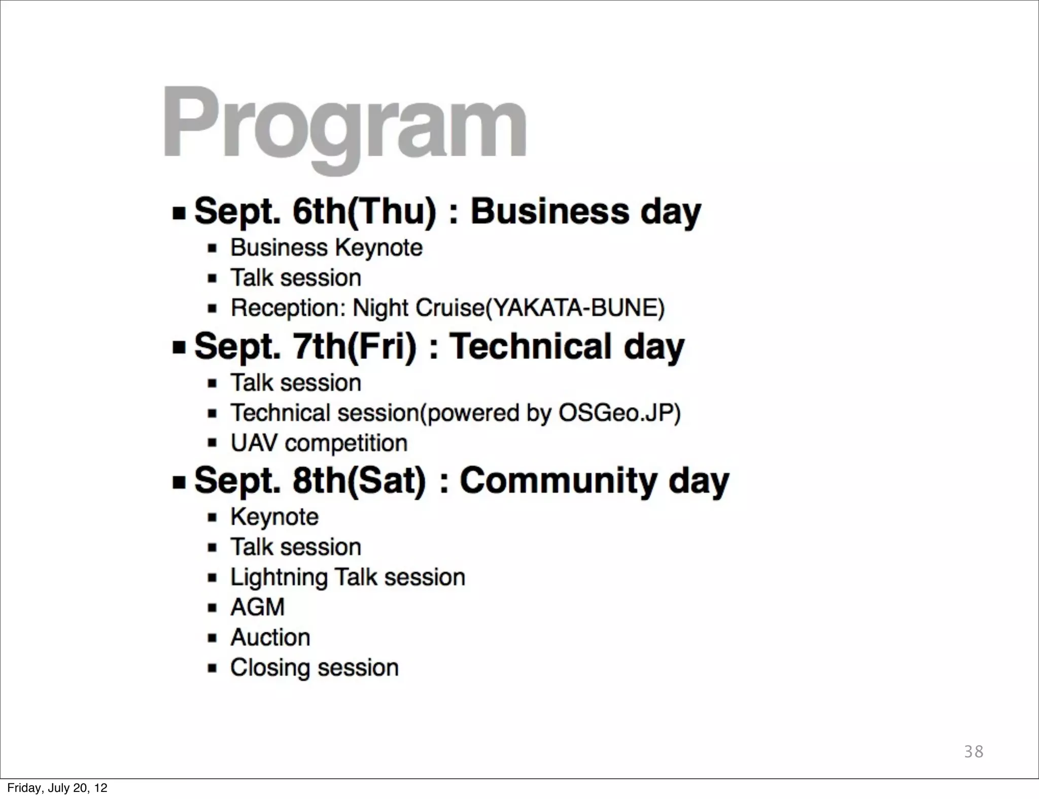 38

Friday, July 20, 12
 