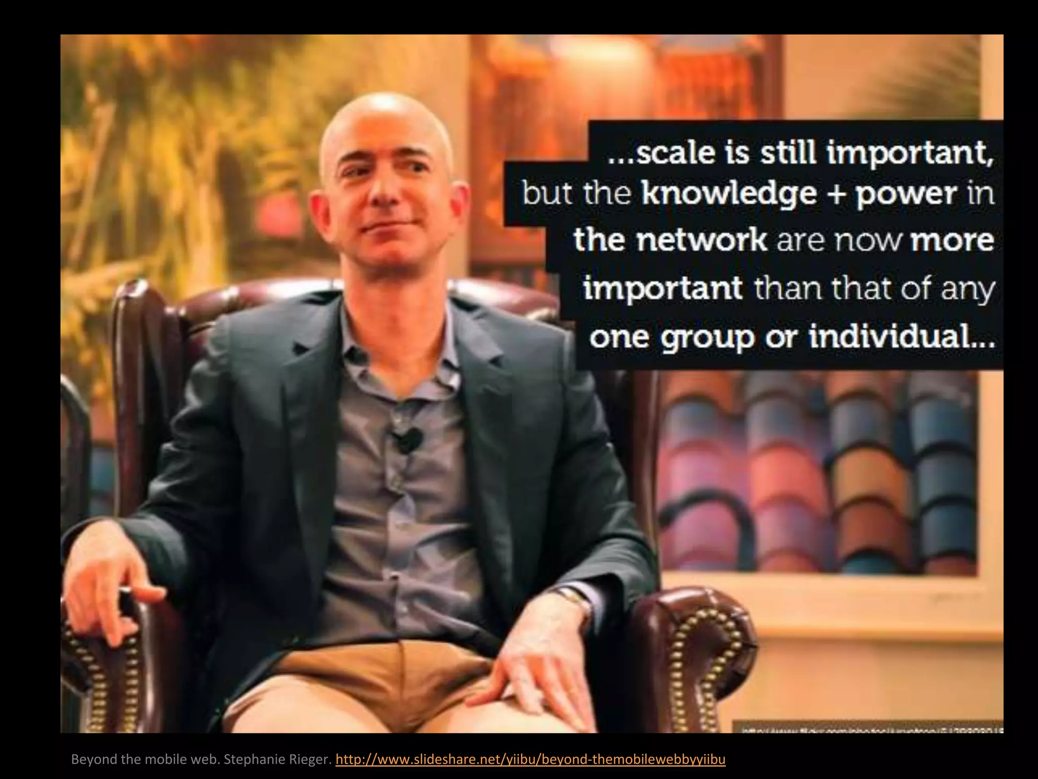 Beyond the mobile web. Stephanie Rieger. http://www.slideshare.net/yiibu/beyond-themobilewebbyyiibu
 