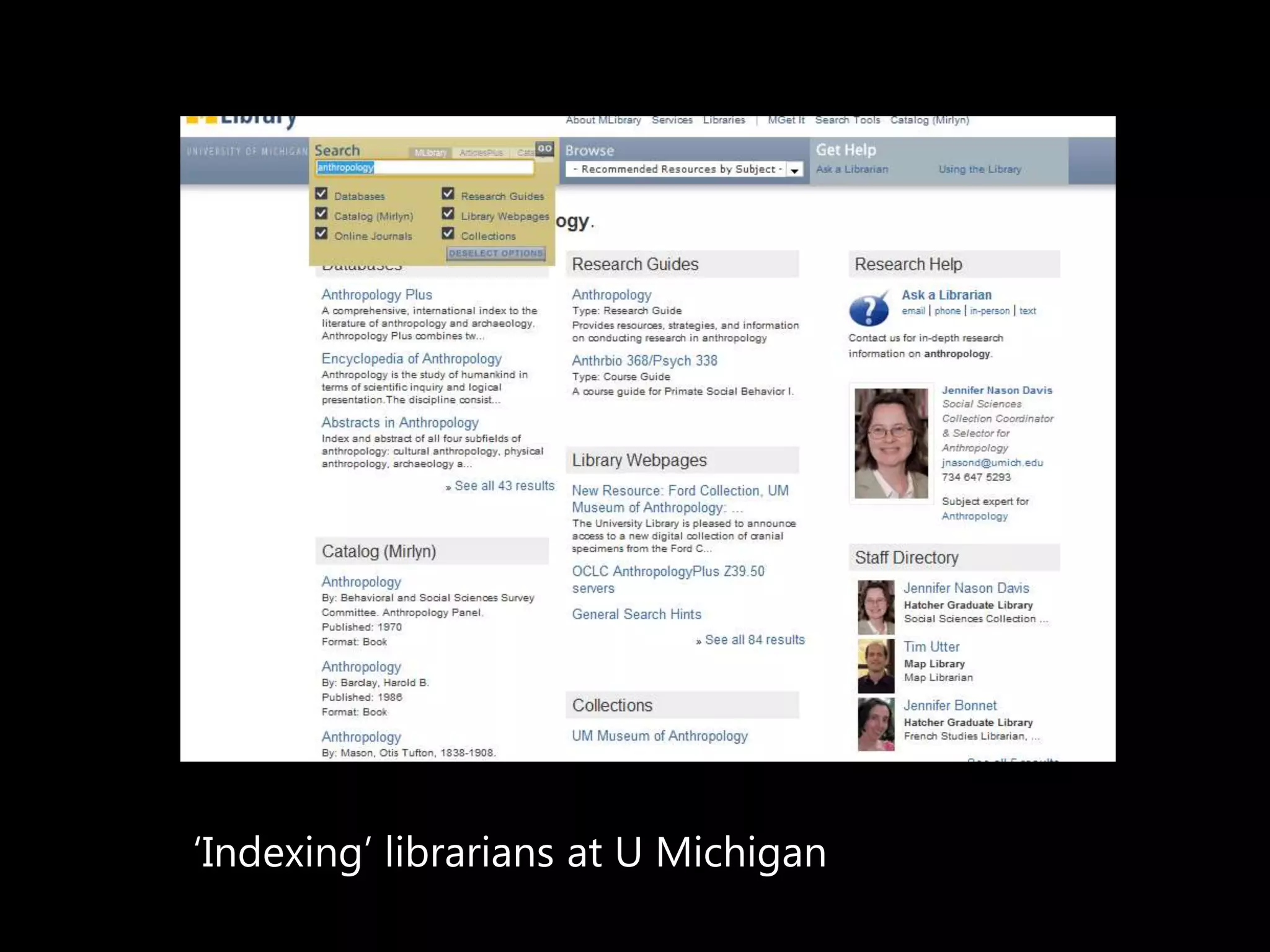 ‘Indexing’ librarians at U Michigan
 