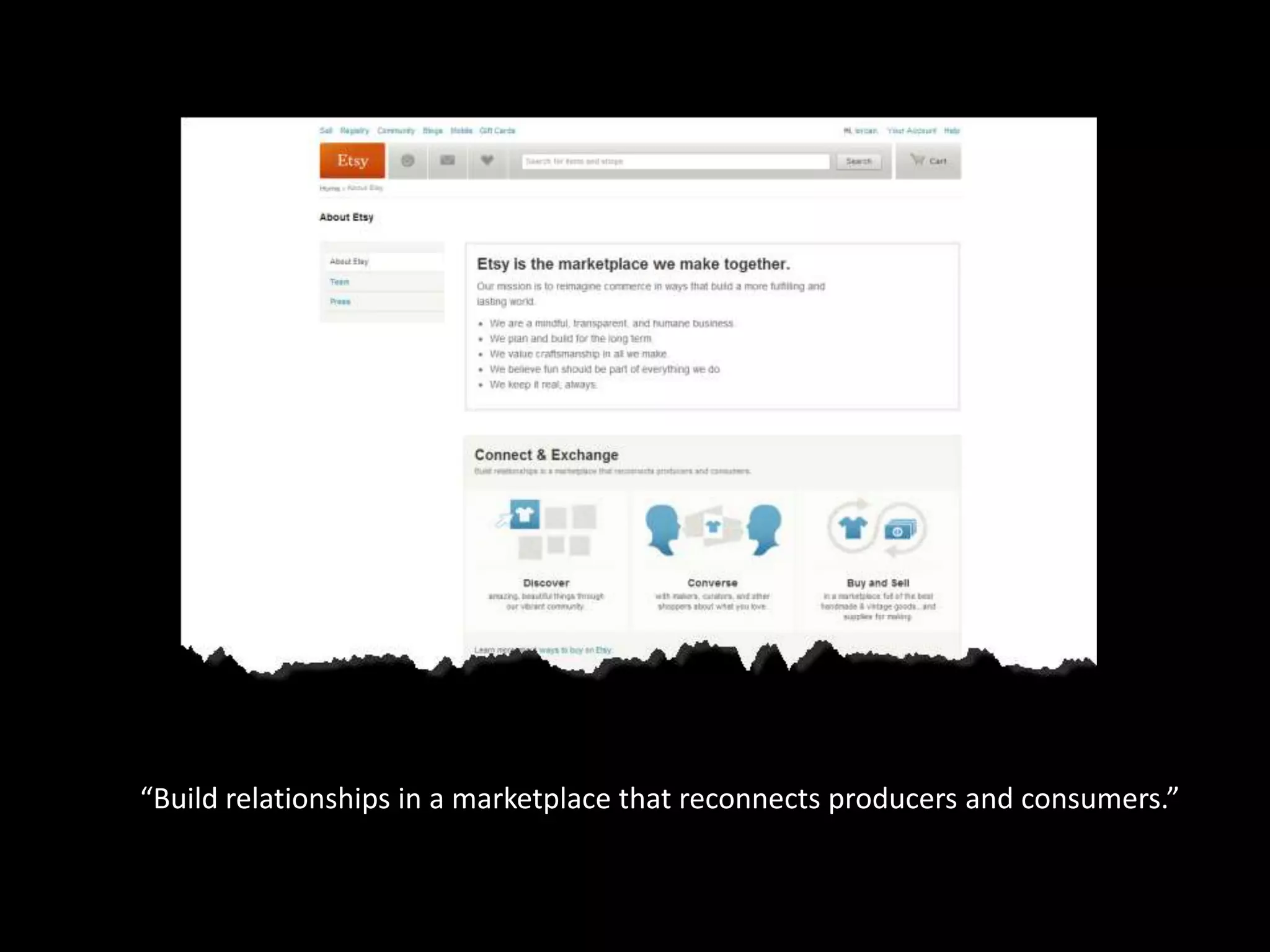 “Build relationships in a marketplace that reconnects producers and consumers.”
 