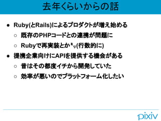 ȥ꤯餤Ԓ
 Ruby(Rails)ˤץȤʼ
 ȴPHP`ɤȤBЯ}
 RubyٌgװȤ?(Ĥ)
 ЯI򤱤APIṩC᤬
 Ϥζȥ_kƤ
 ʤΤǥץåȥե`໯
 