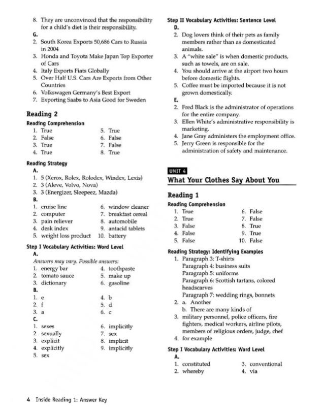 Inside reading 1 instructor's pack