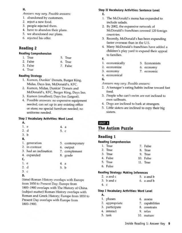 Inside reading 1 instructor's pack