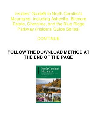 BOOK DOWNLOAD Insiders' Guide® to North Carolina's Mountains: Including Asheville,  Slide 2