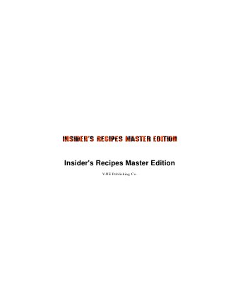 Insiders recipes master edition cookbook