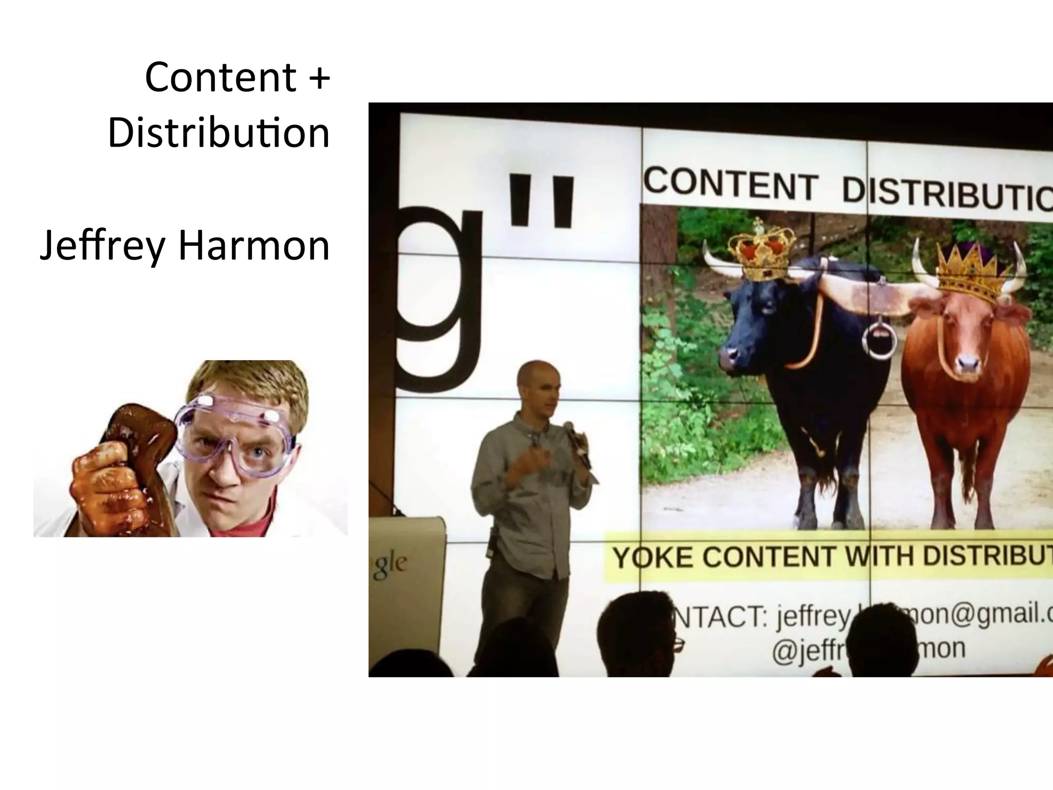 Content	
  +	
  
Distribu;on	
  
	
  
Jeﬀrey	
  Harmon	
  
	
  
	
  
	
  
	
  
	
  
	
  
 