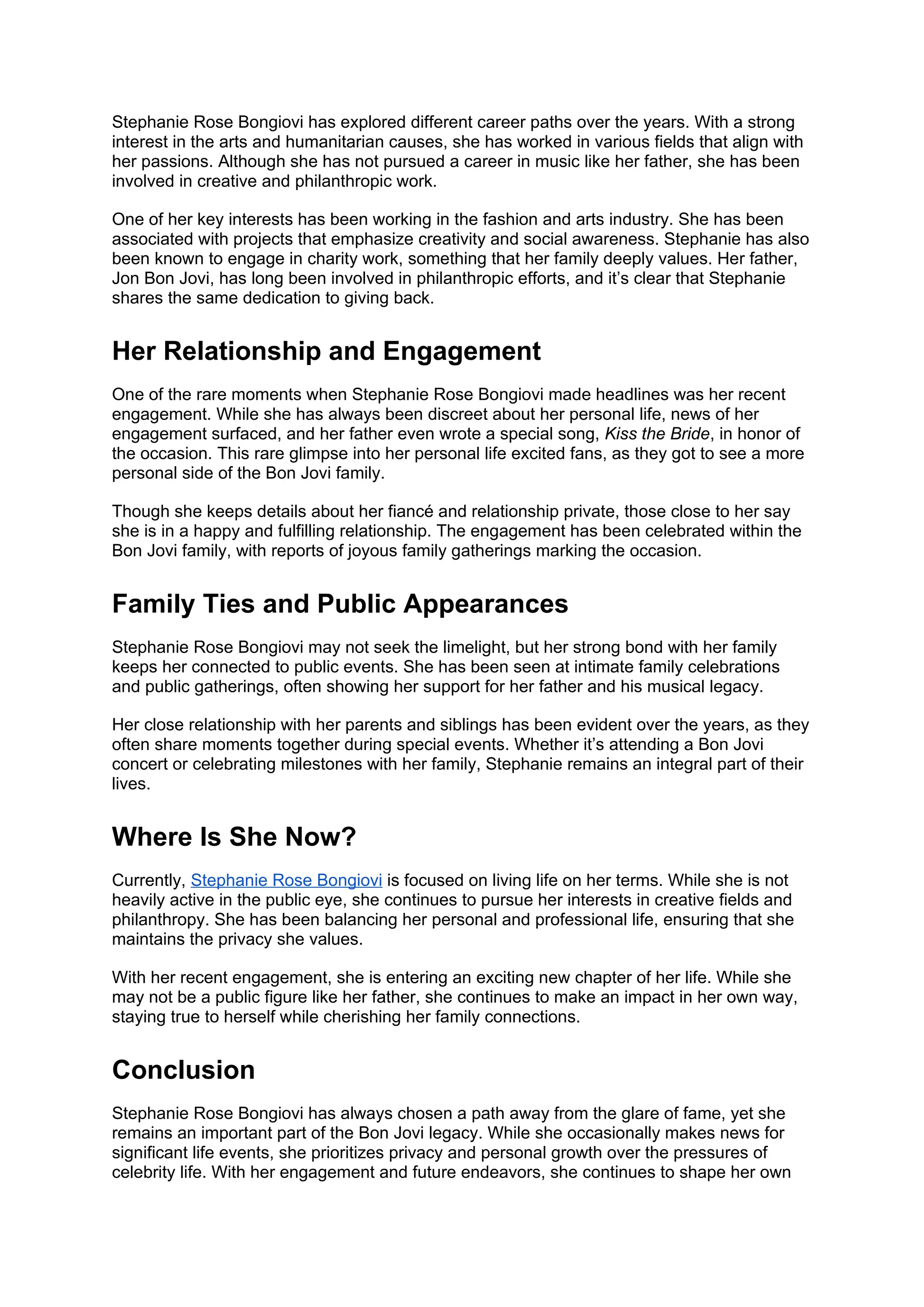 Stephanie Rose Bongiovi’s Journey Where Is She Now? DOCX