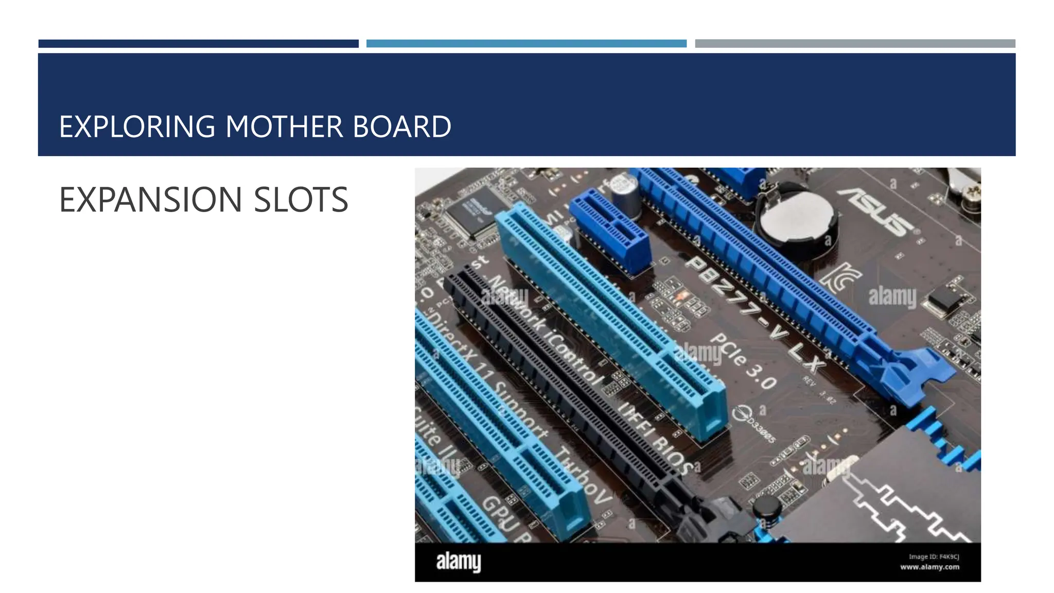 EXPLORING MOTHER BOARD
EXPANSION SLOTS