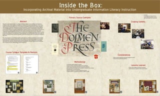 Inside the Box: Incorporating Archival Material into Undergraduate Information Literacy Instruction 