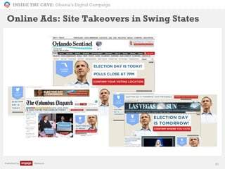 INSIDE THE CAVE: Obama’s Digital Campaign
Published by Research 81
Online Ads: Site Takeovers in Swing States
 