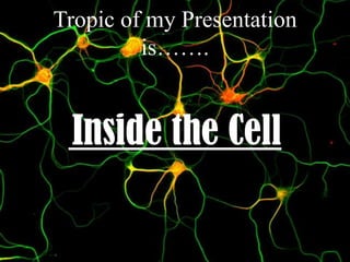 Tropic of my Presentation
is…….
Inside the Cell
 