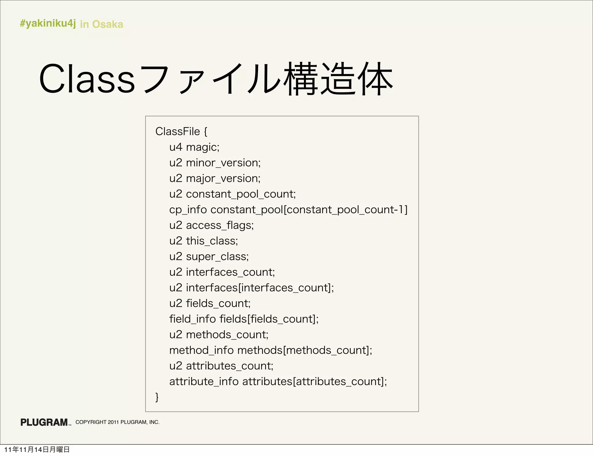 #yakiniku4j in Osaka




               COPYRIGHT 2011 PLUGRAM, INC.




11   11   14
 