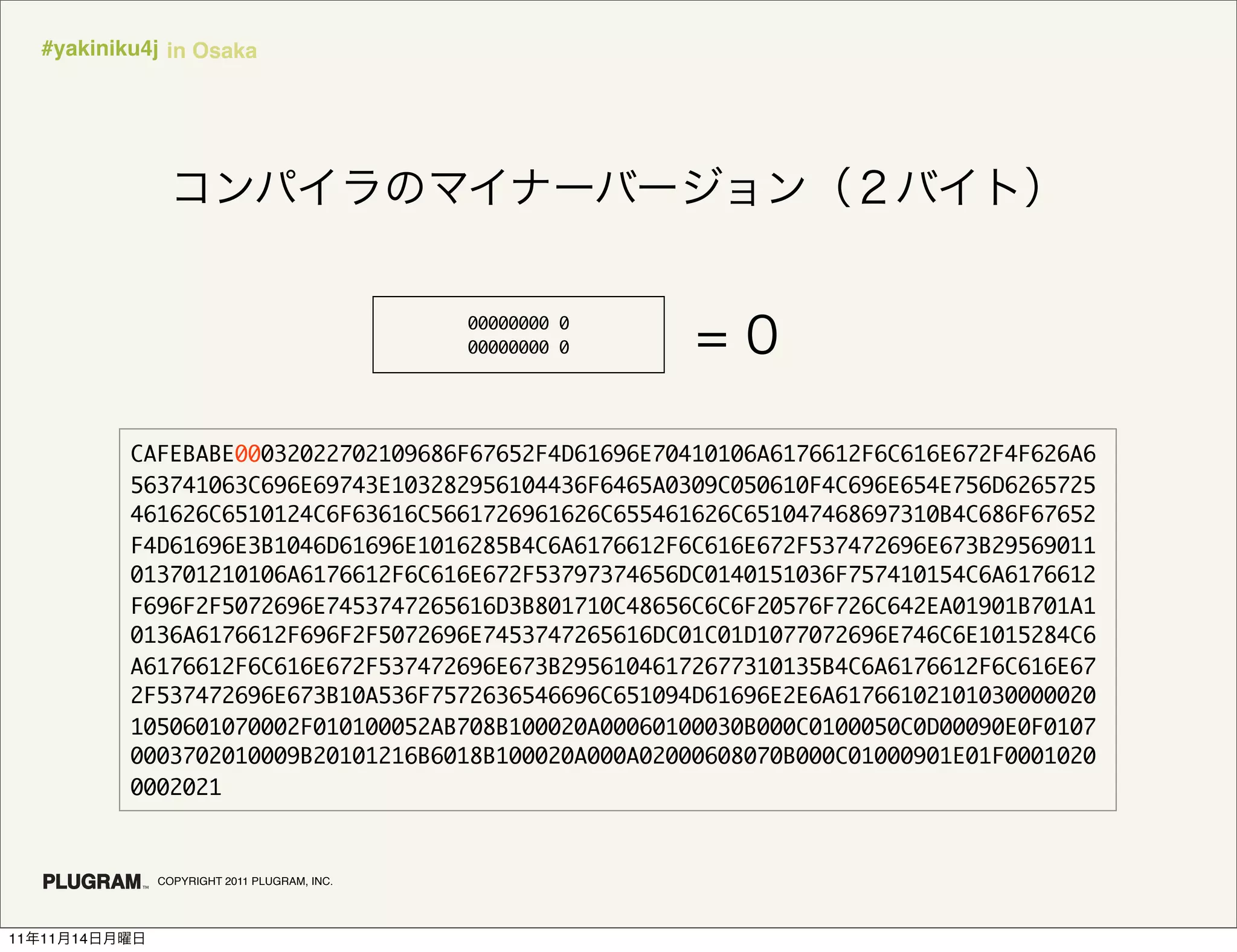 #yakiniku4j in Osaka




                                                00000000 0
                                                00000000 0




               CAFEBABE00032022702109686F67652F4D61696E70410106A6176612F6C616E672F4F626A6
               563741063C696E69743E103282956104436F6465A0309C050610F4C696E654E756D6265725
               461626C6510124C6F63616C5661726961626C655461626C651047468697310B4C686F67652
               F4D61696E3B1046D61696E1016285B4C6A6176612F6C616E672F537472696E673B29569011
               013701210106A6176612F6C616E672F53797374656DC0140151036F757410154C6A6176612
               F696F2F5072696E7453747265616D3B801710C48656C6C6F20576F726C642EA01901B701A1
               0136A6176612F696F2F5072696E7453747265616DC01C01D1077072696E746C6E1015284C6
               A6176612F6C616E672F537472696E673B29561046172677310135B4C6A6176612F6C616E67
               2F537472696E673B10A536F7572636546696C651094D61696E2E6A61766102101030000020
               1050601070002F010100052AB708B100020A00060100030B000C0100050C0D00090E0F0107
               0003702010009B20101216B6018B100020A000A02000608070B000C01000901E01F0001020
               0002021



                 COPYRIGHT 2011 PLUGRAM, INC.




11   11   14
 