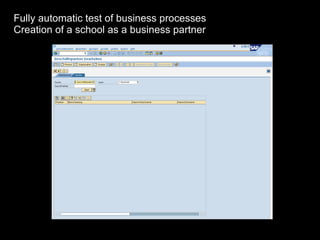 Fully automatic test of business processes Creation of a school as a business partner 