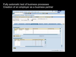 Fully automatic test of business processes Creation of an employer as a business partner 