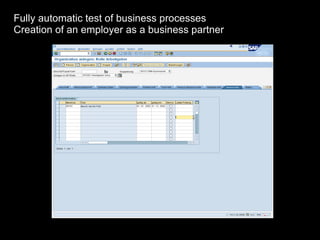 Fully automatic test of business processes Creation of an employer as a business partner 