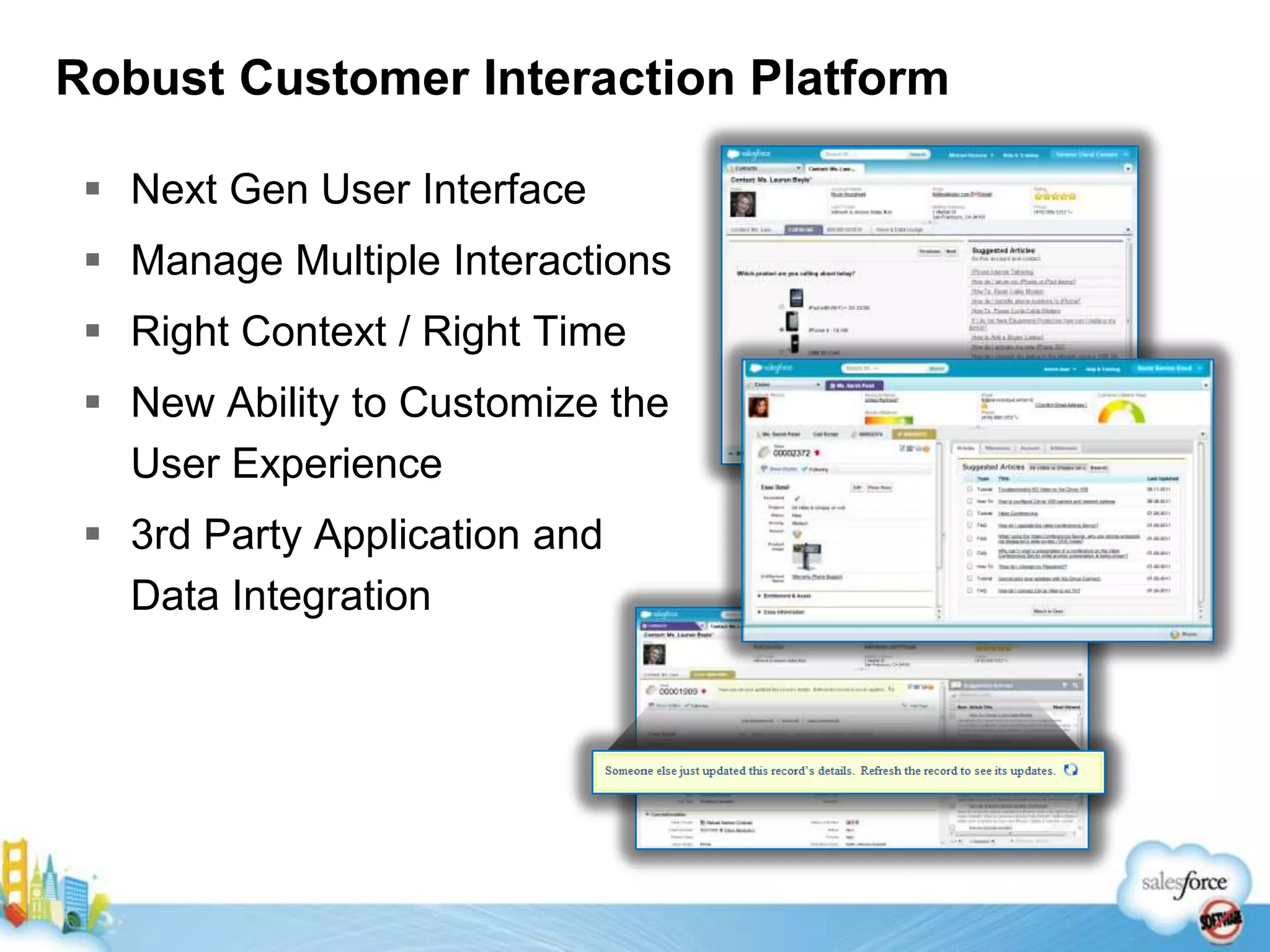 Next Gen User InterfaceManage Multiple InteractionsRight Context / Right TimeNew Ability to Customize the User Experience3rd Party Application and Data IntegrationRobust Customer Interaction Platform
