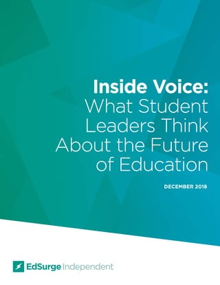 Inside Voice:
What Student
Leaders Think
About the Future
of Education
DECEMBER 2018
Independent
 