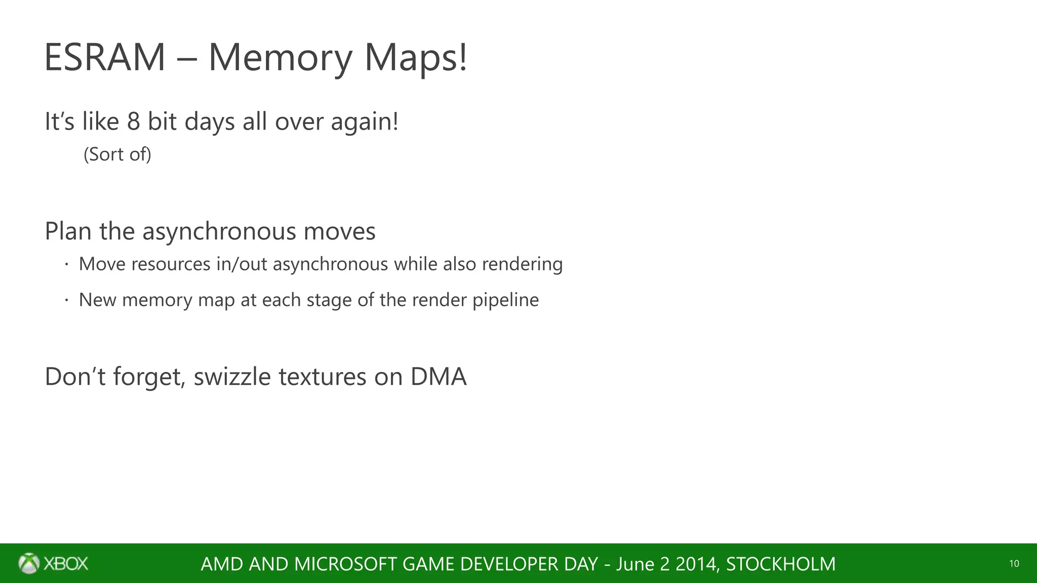AMD AND MICROSOFT GAME DEVELOPER DAY - June 2 2014, STOCKHOLM
 