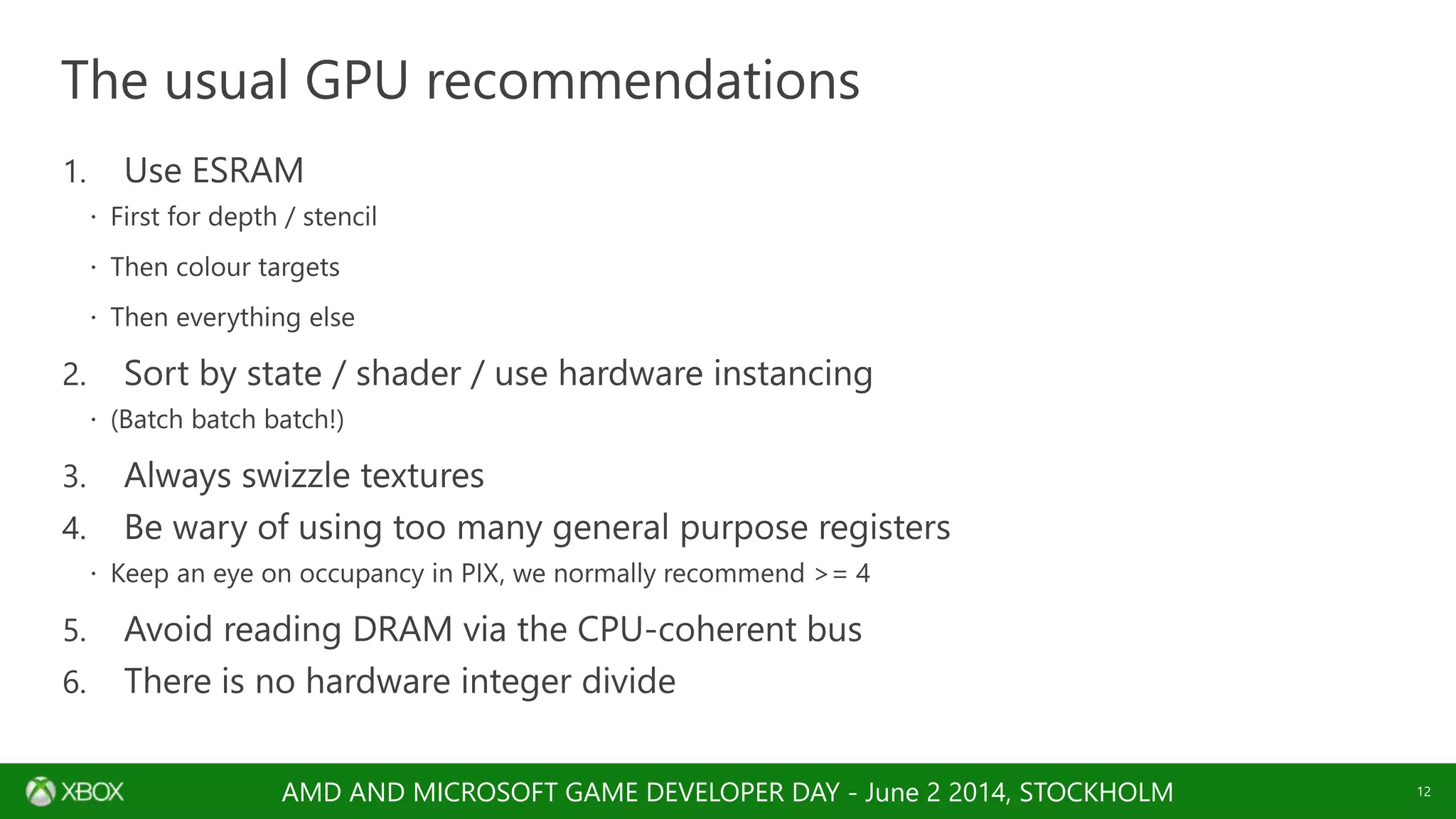 AMD AND MICROSOFT GAME DEVELOPER DAY - June 2 2014, STOCKHOLM
 