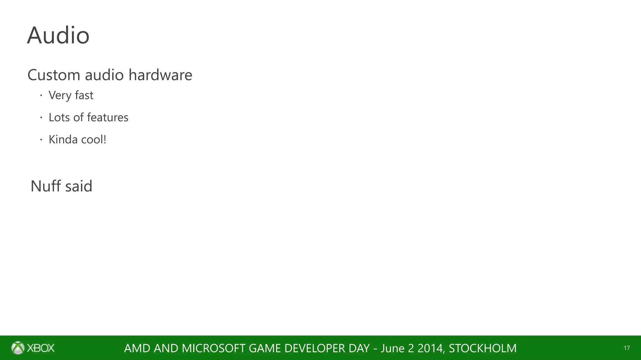 AMD AND MICROSOFT GAME DEVELOPER DAY - June 2 2014, STOCKHOLM
 