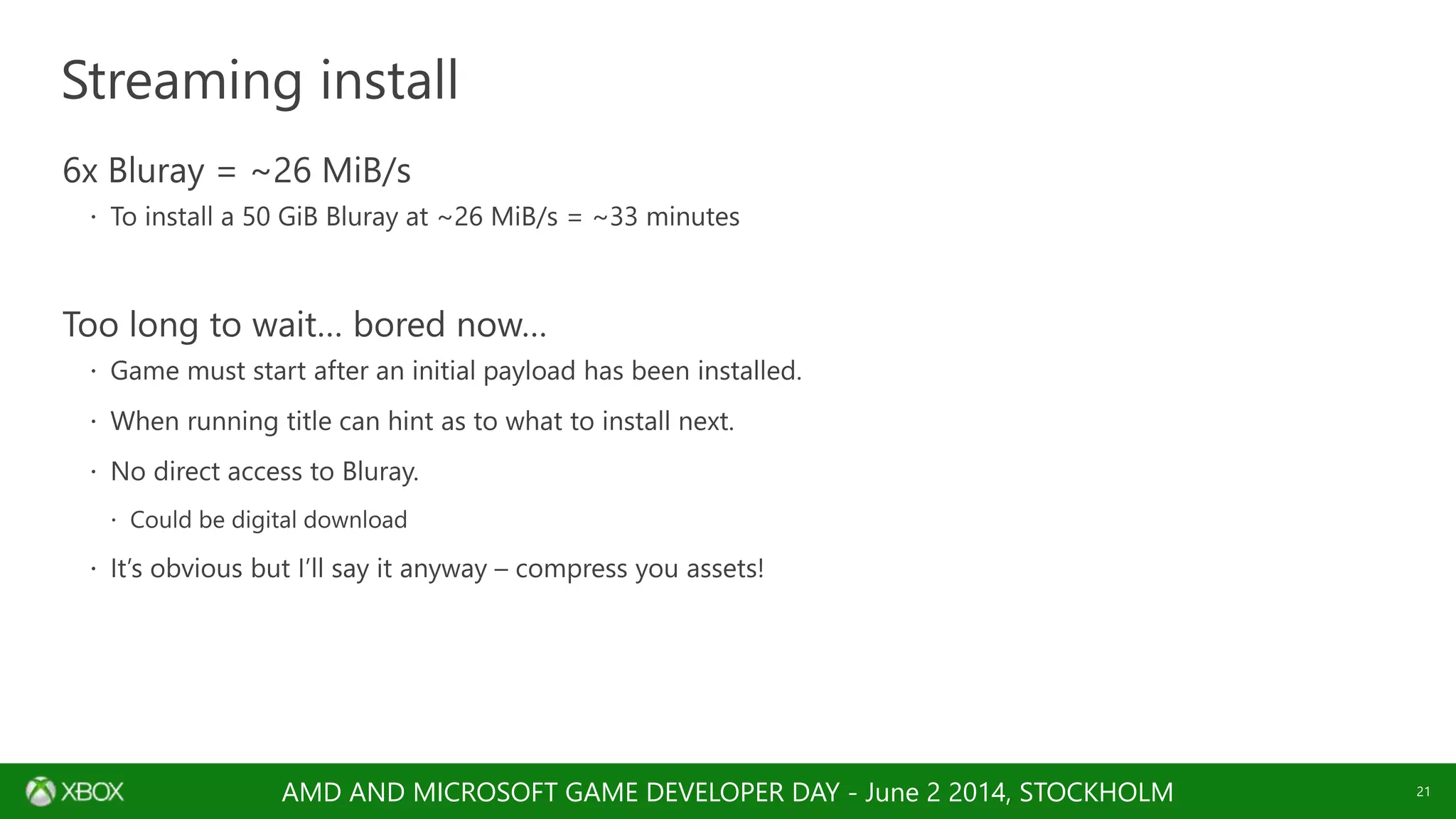 AMD AND MICROSOFT GAME DEVELOPER DAY - June 2 2014, STOCKHOLM
 