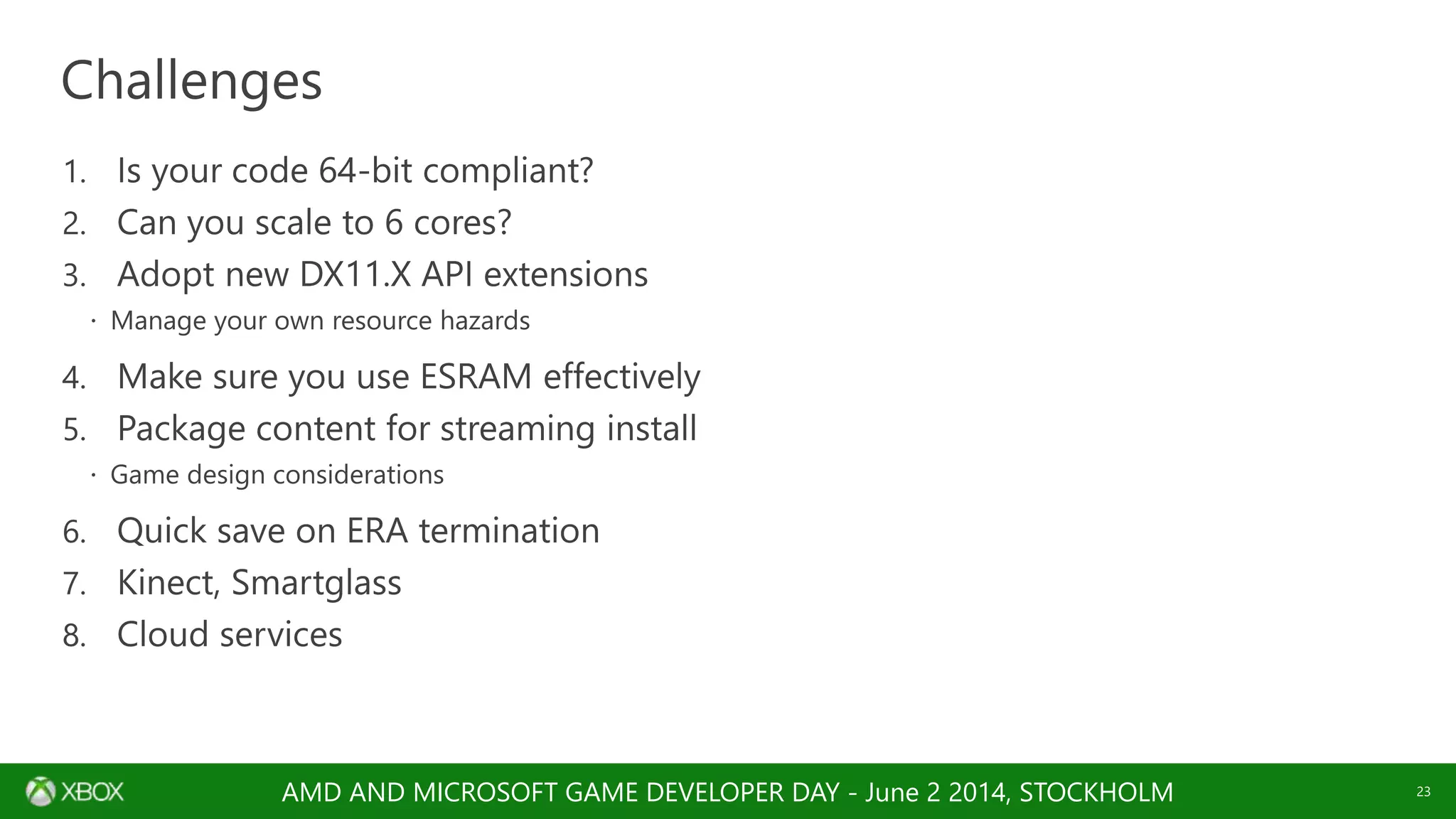 AMD AND MICROSOFT GAME DEVELOPER DAY - June 2 2014, STOCKHOLM
 