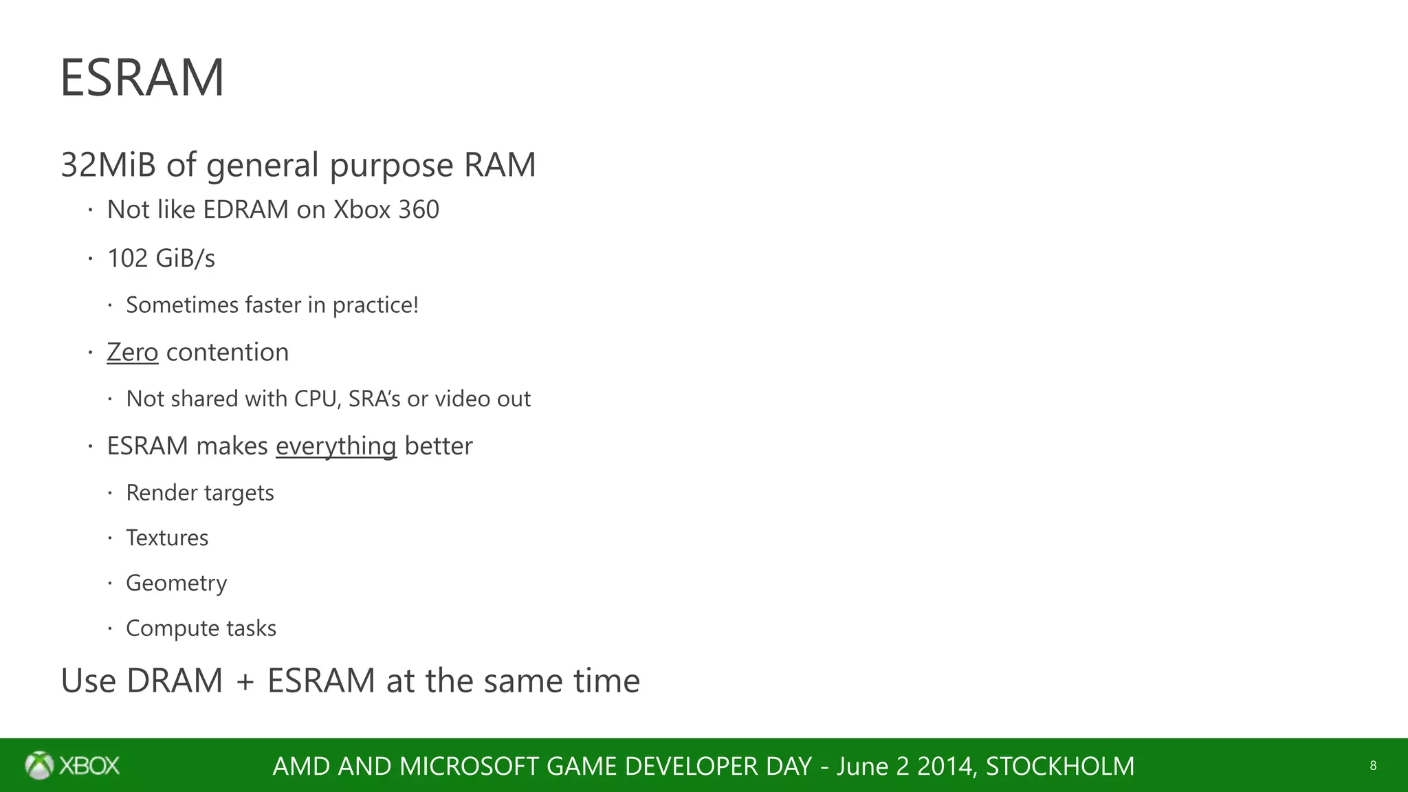 AMD AND MICROSOFT GAME DEVELOPER DAY - June 2 2014, STOCKHOLM
 