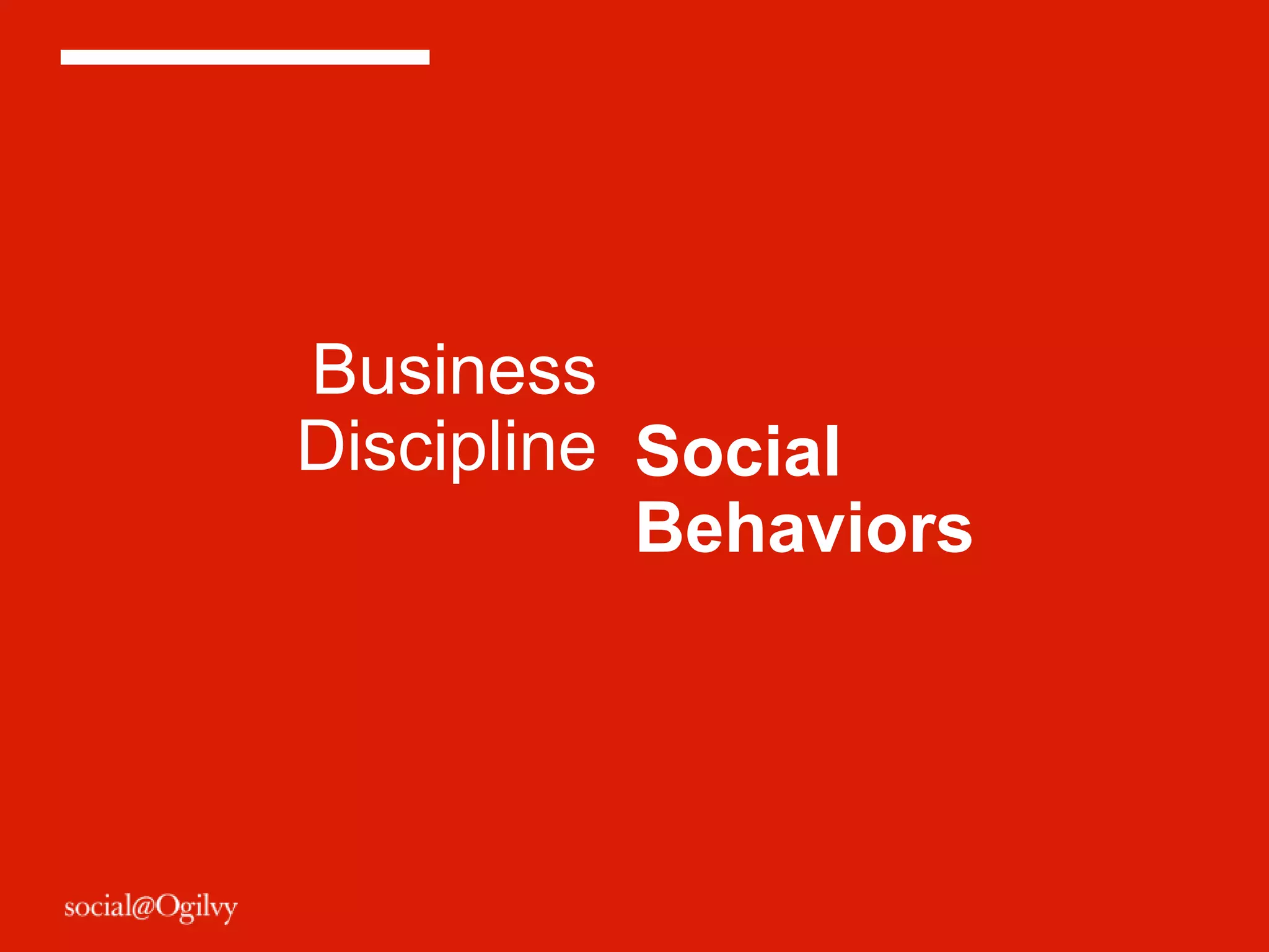 Business
Discipline Social
           Behaviors
 