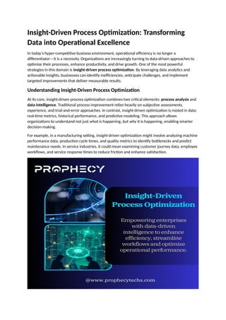 Insight-Driven Process Optimization: Transforming Data into Operational ...