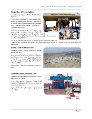 Pakistan Export Processing Zones | PDF
