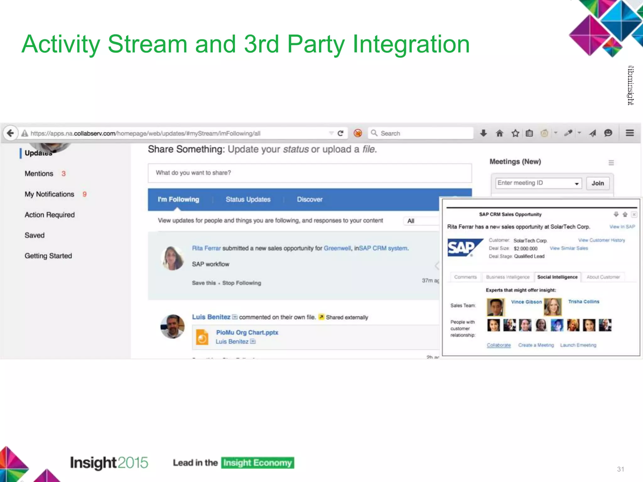 Activity Stream and 3rd Party Integration
31
 