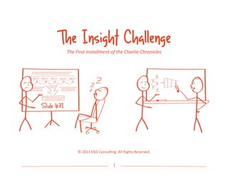 1
The Insight Challenge
The First Installment of the Charlie Chronicles
© 2013 DSG Consulting. All Rights Reserved.
 