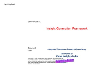 Insight Generation Framework Integrated Consumer Research Consultancy Developed by  Value Insights India Knowlegde to Discover 