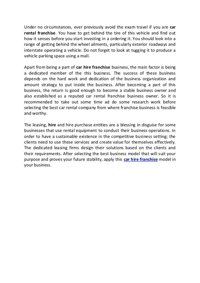 Insight of Car Hire Franchise Business