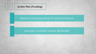 Example: Australian Market ($3,00,000)
Raising Funds Depending On Market Entrance
Action Plan (Funding)
 