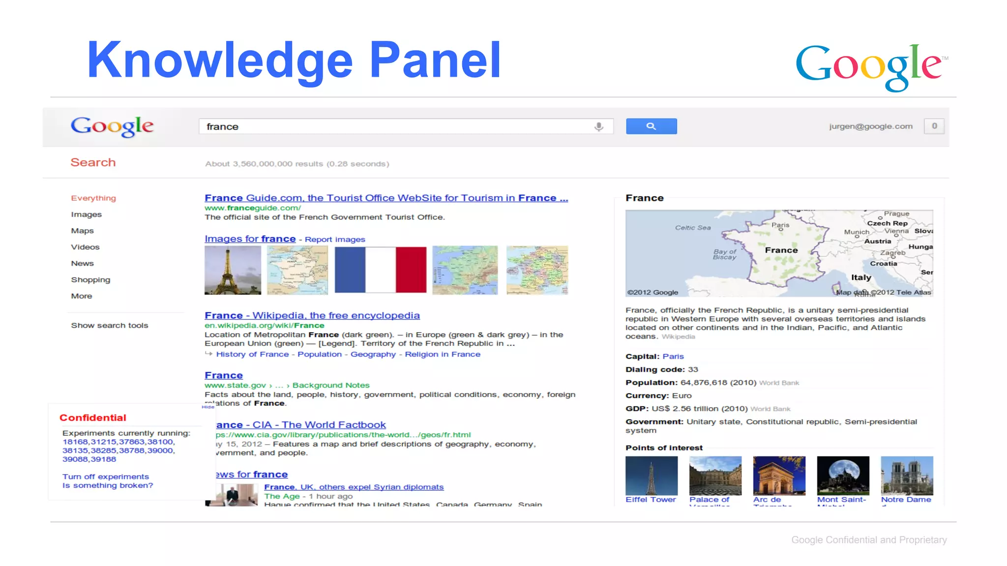 Knowledge Panel




                  Google Confidential and Proprietary
 