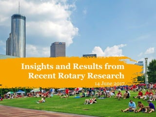 Insights and Results from
Recent Rotary Research
14 June 2017
 